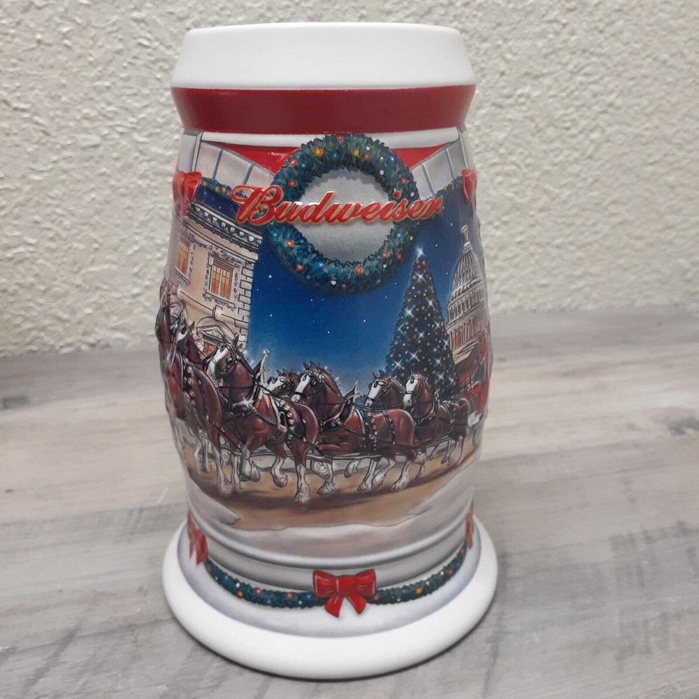 2001 Budweiser Holiday Stein "Holiday at the Capitol" in Original Box with COA